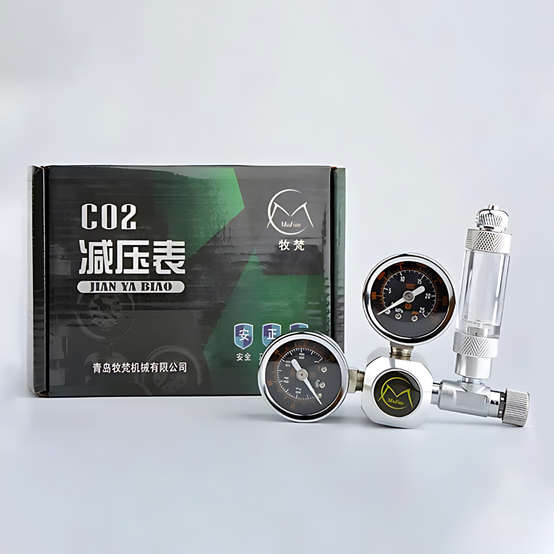 CO2 Mufan Dual Gauge Regulator With Solenoid & Bubble Counter