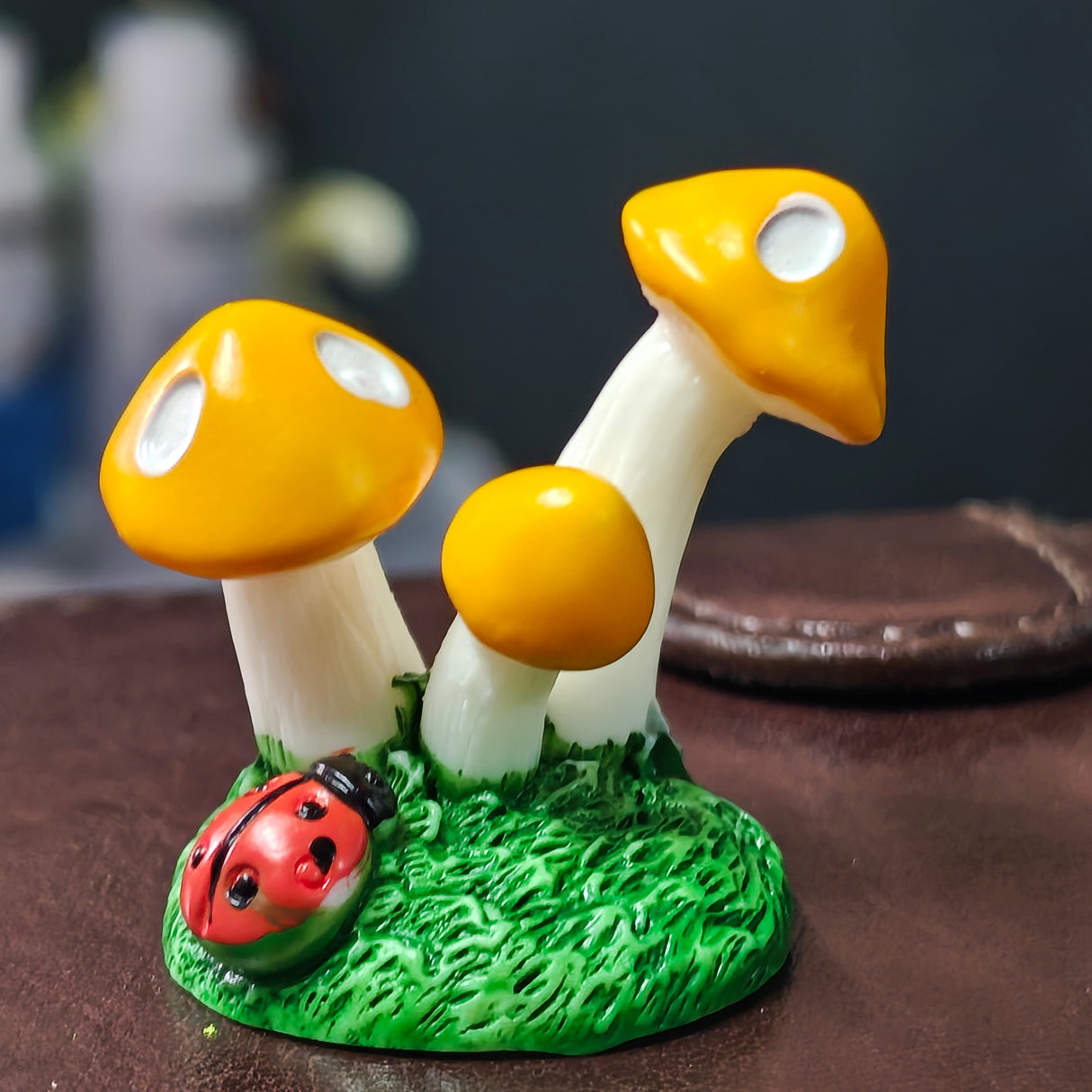 Small Yellow Mushroom with ladybug Toy
