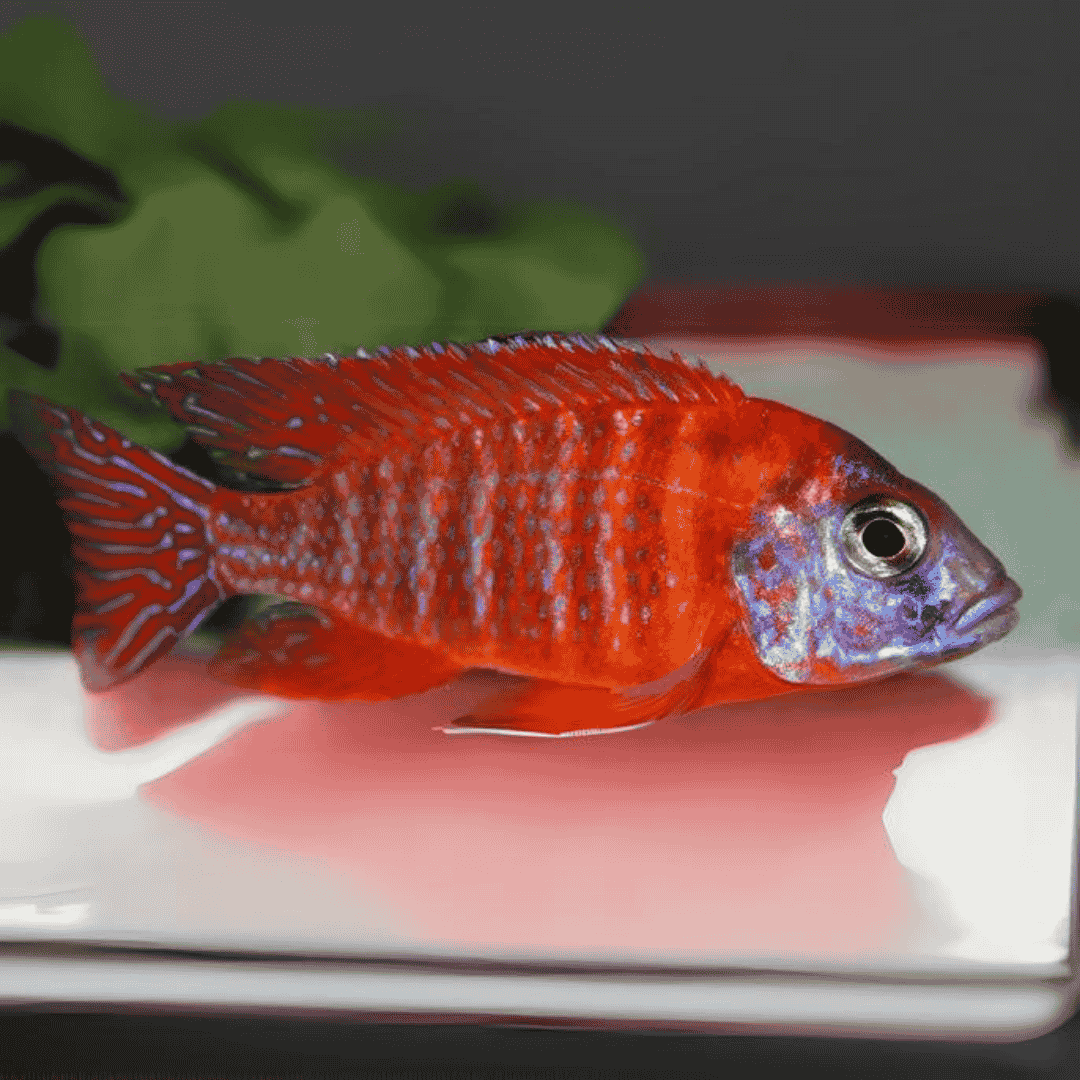 Live Fish Malawi Peacock Cichlid German Red (Size 2 Inches) | Single