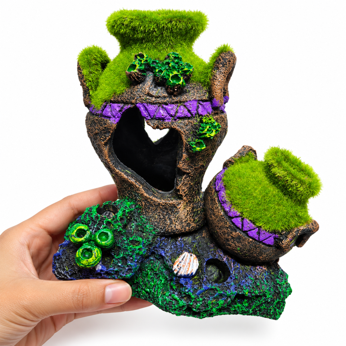 Decor Resin Broken Pot Aquarium Hideout Ornament 2189