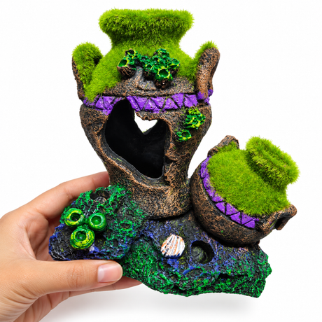 Decor Resin Broken Pot Aquarium Hideout Ornament 2189
