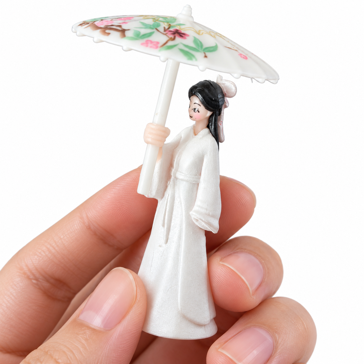 Decor Ancient Chinese Style Girl with Umbrella Figurine