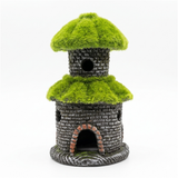 Decor Resin Tower Ornament With a Green Moss Roof 048