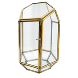 Geometric Glass And Brass Terrarium Lantern H*W = 9*6 Inches
