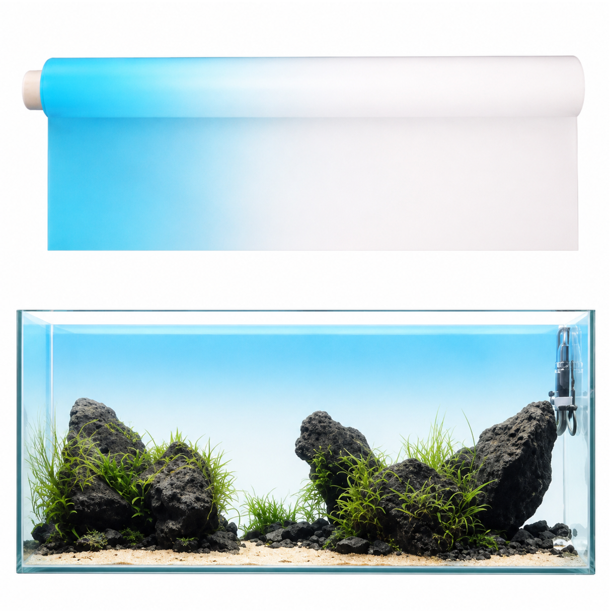 ADA  Fish Tank Background Sticker Blue with White  1 Square Feet