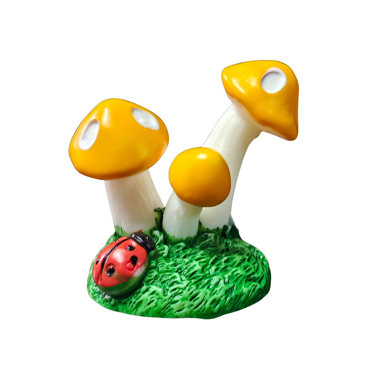 Decor Small Yellow Mushroom With Ladybug Toy | Single